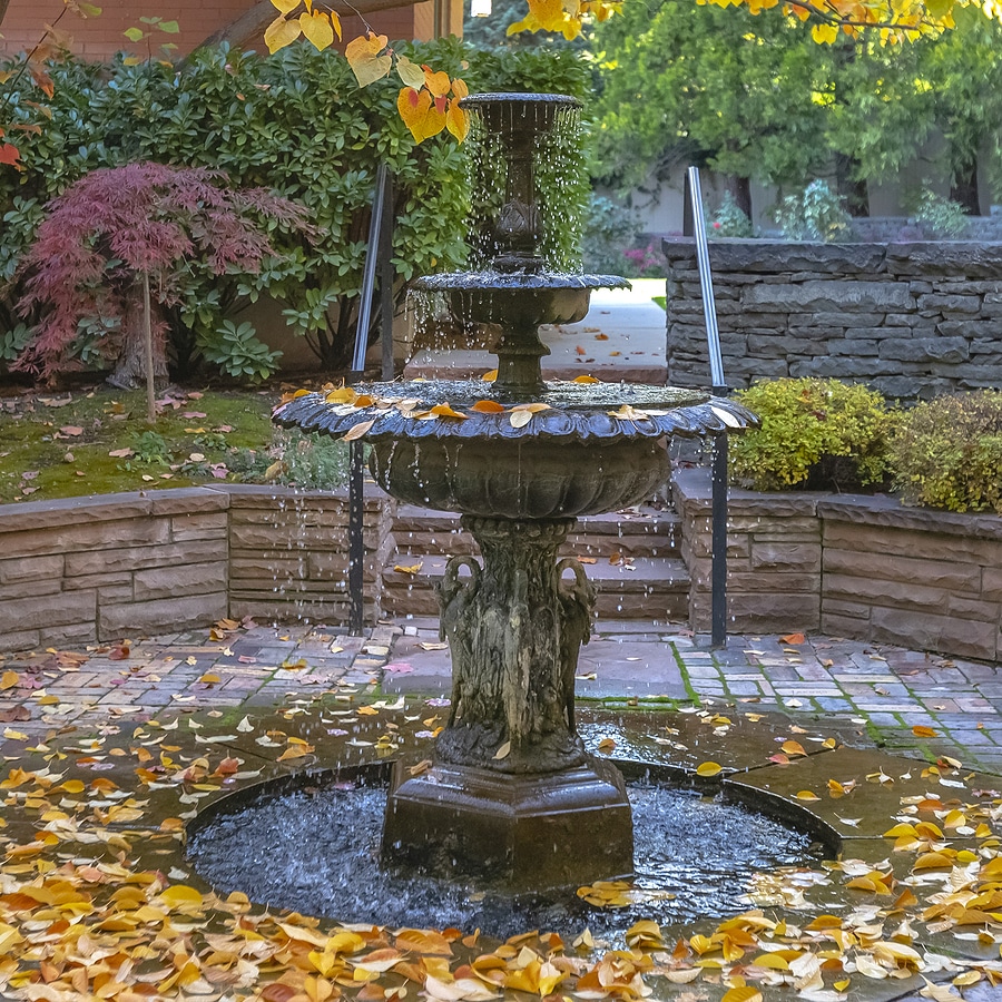 Centerpiece garden water fountain landscape placement