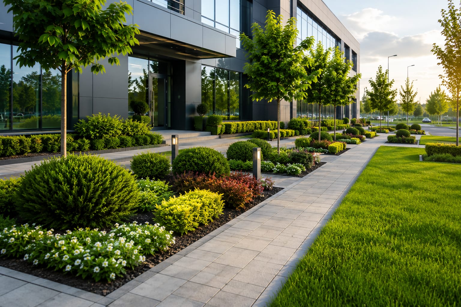 Commercial landscape design for corporate and industrial campus in Tamil Nadu by Green Architects