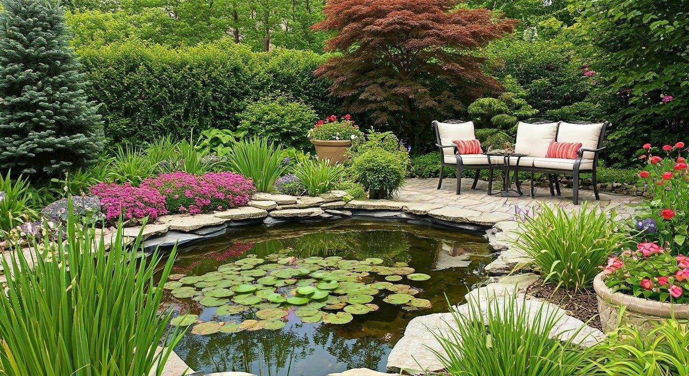 Enclosed Lightwell Courtyard Garden Ponds Layout