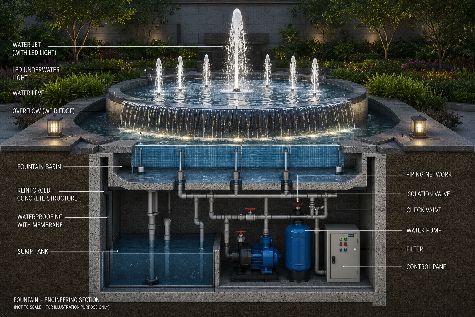 Hydraulic engineering component configurations selection
