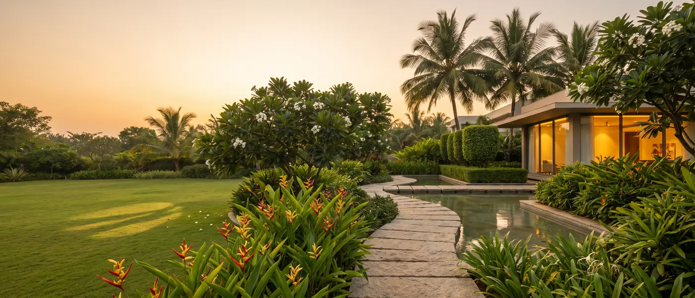 Luxury landscape garden design in Chennai by Green Architects